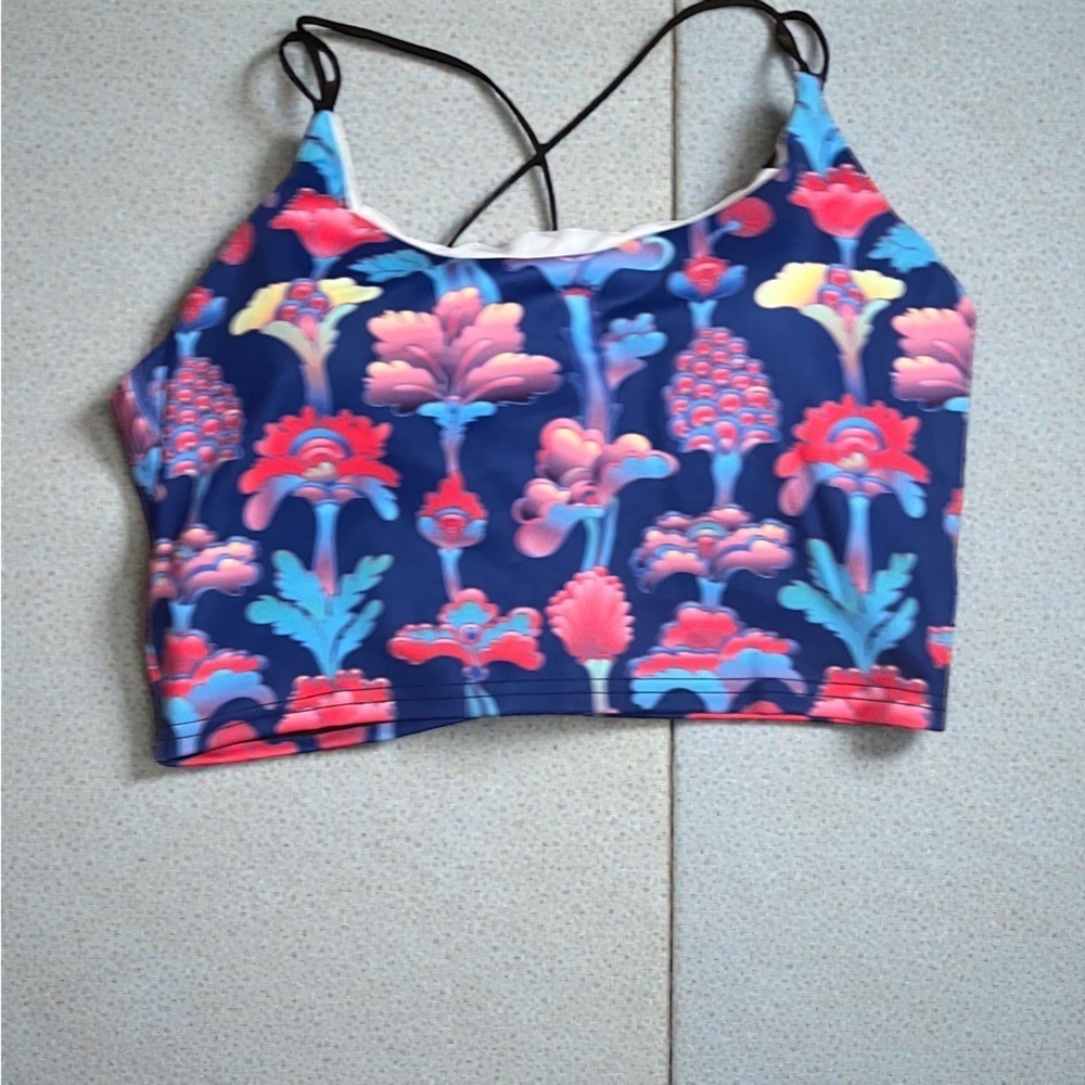 Bikini Top – Pink & Blue Floral (XL, NWOT)
